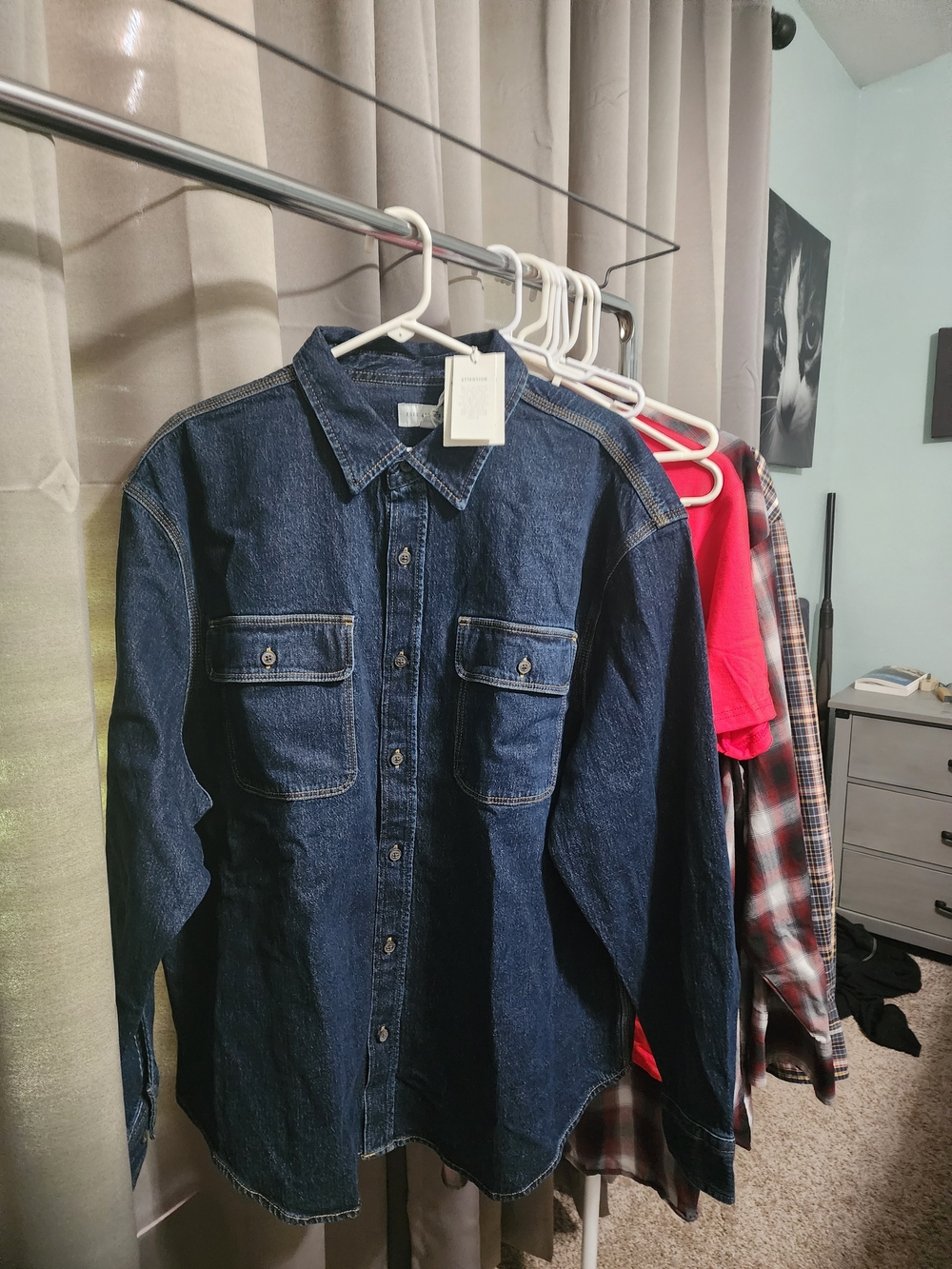 Dark Blue Denim Shirt - Classic Casual Button-Up